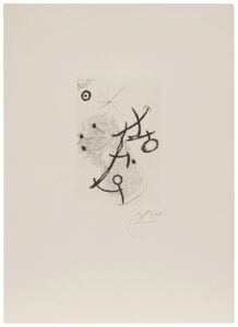 Хуан Миро (1893–1983) «Подвесные мосты» (фр. Ponts Suspendus), 1964. Офорт на веленевой бумаге.